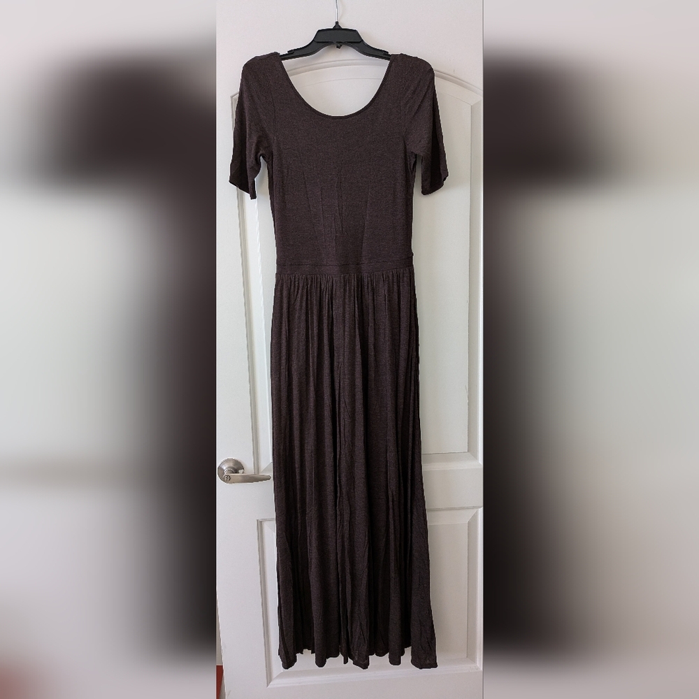 Anthropologie Bordeaux Scoop Back Maxi Dress Size S